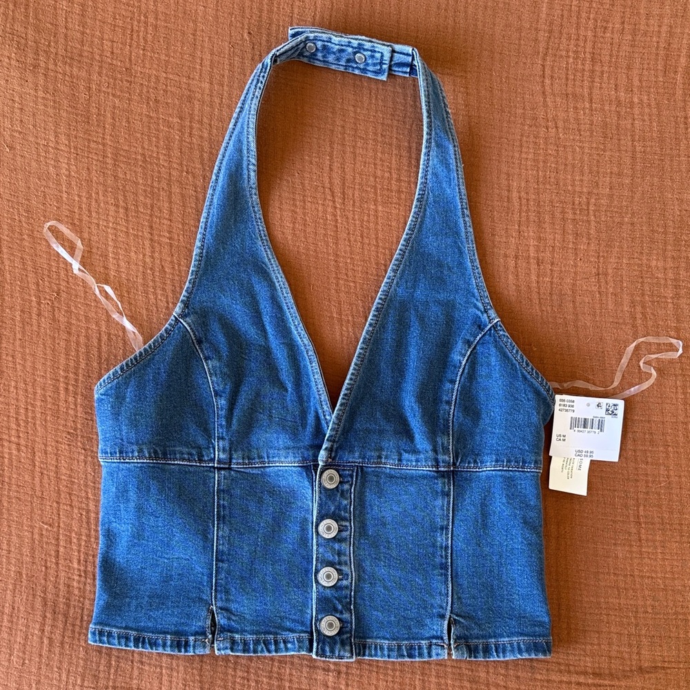 American Eagle denim halter top